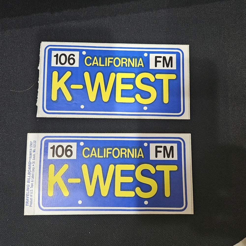 Vintage, Iconic K-WEST 106 FM radio station stickers (2)